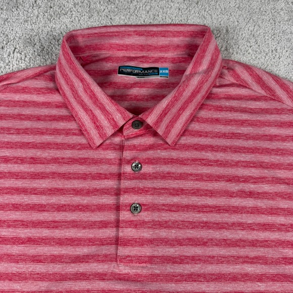 Roundtree & Yorke Other - Roundtree & Yorke Polo Shirt Mens 2XB Pink Striped Performance Short Sleeve Golf
